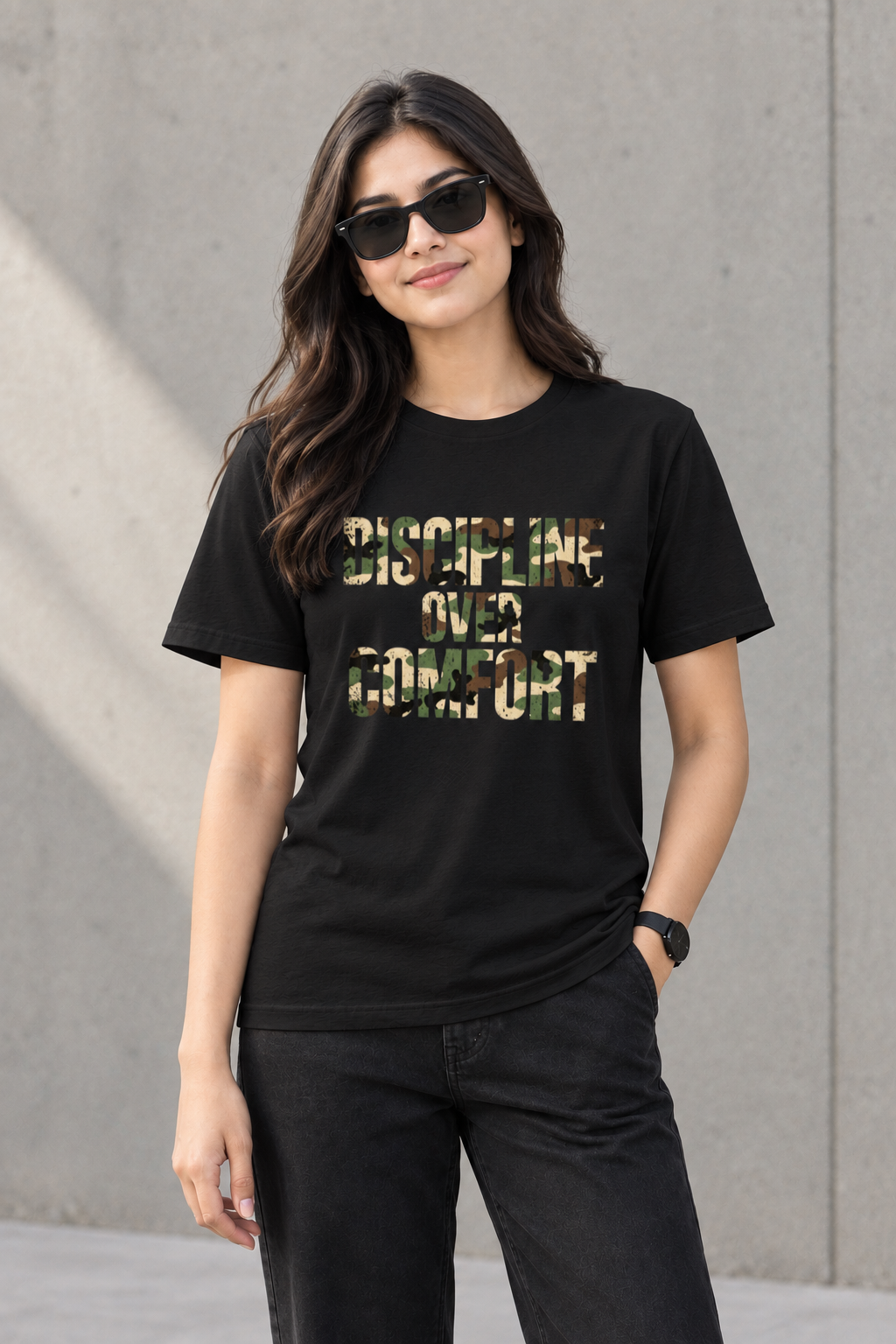 DISCIPLINE OVER COMFORT - ARMY - CAMOUFLAGE - Unisex T-shirt