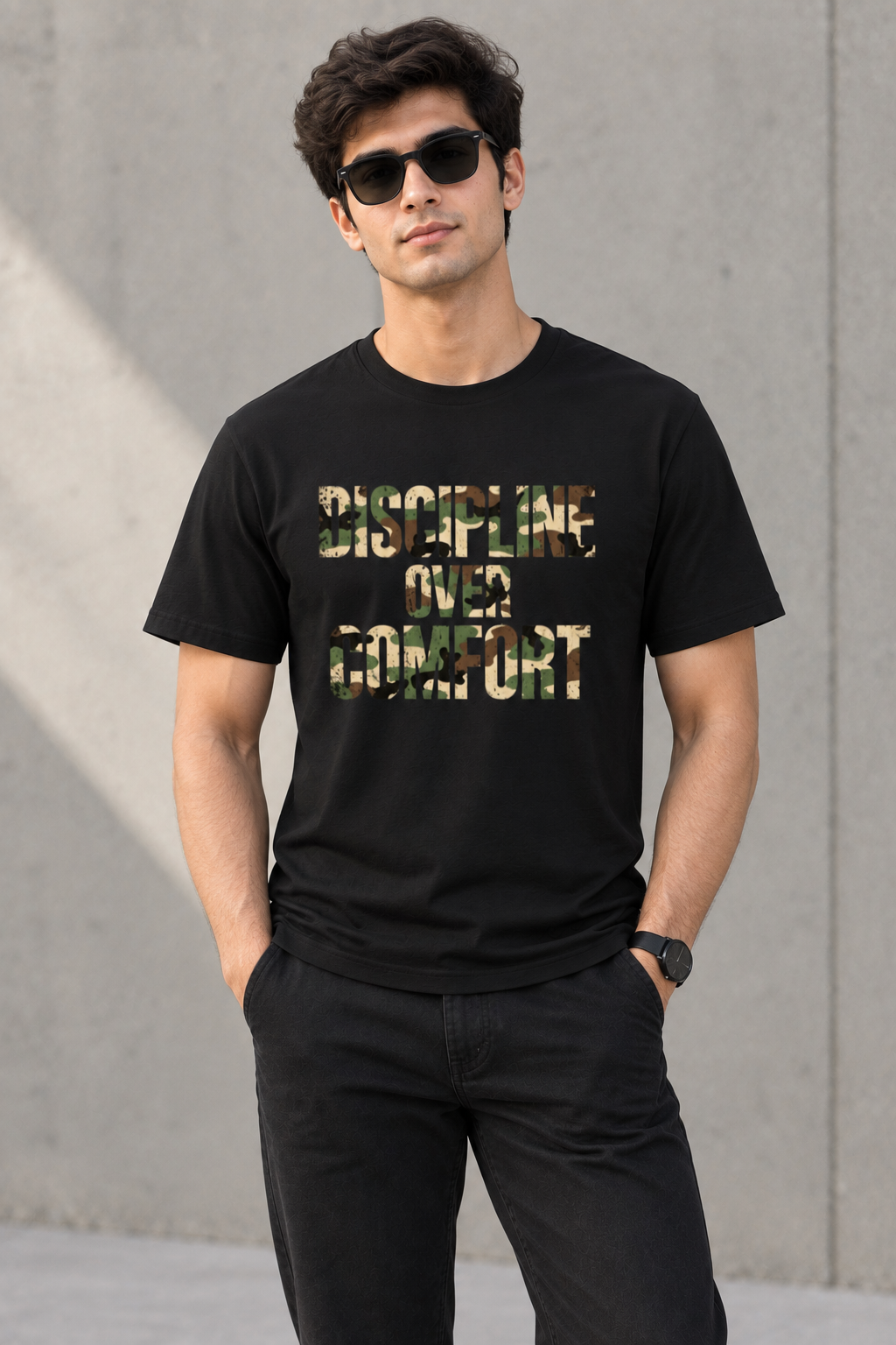 DISCIPLINE OVER COMFORT - ARMY - CAMOUFLAGE - Unisex T-shirt