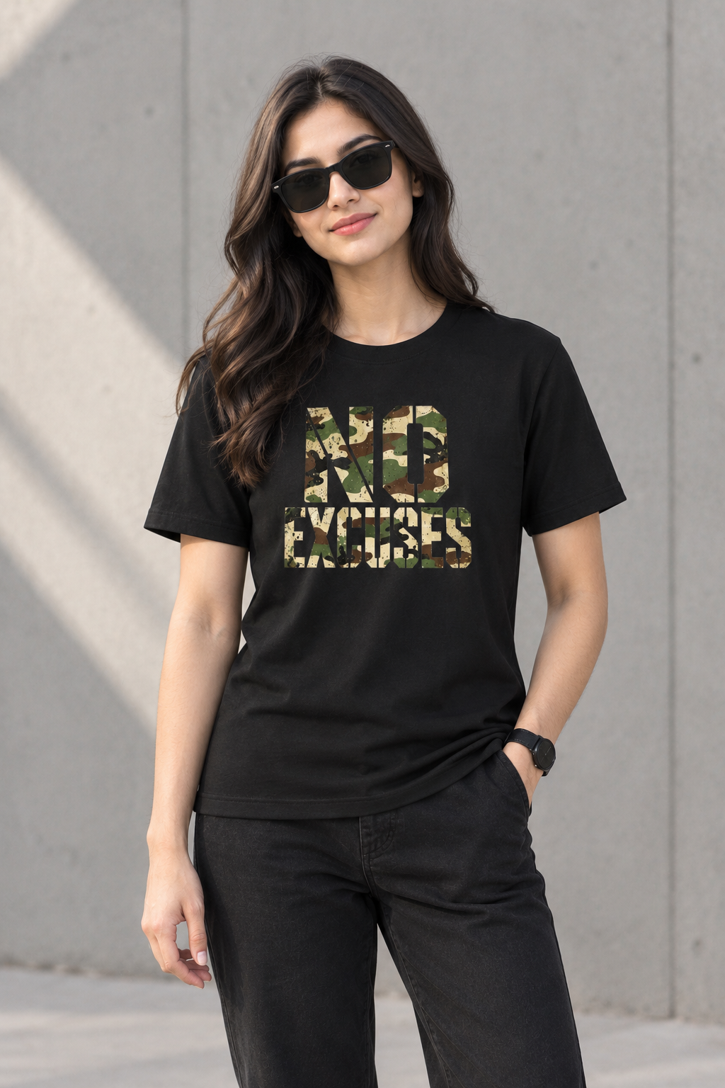 NO EXCUSES - BLACK - ARMY - CAMOUFLAGE - Unisex T-shirt